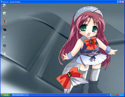 Saba-tan’s desktop, as viewed through Remote Desktop Connection