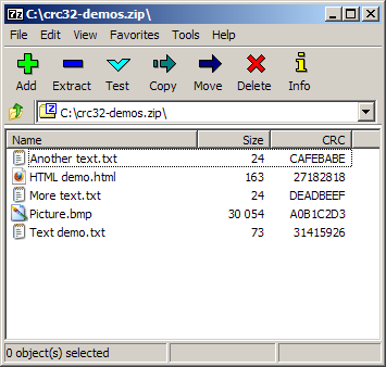 CRC-32 demos ZIP file
