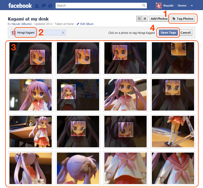 Screenshot of batch tagging on Facebook