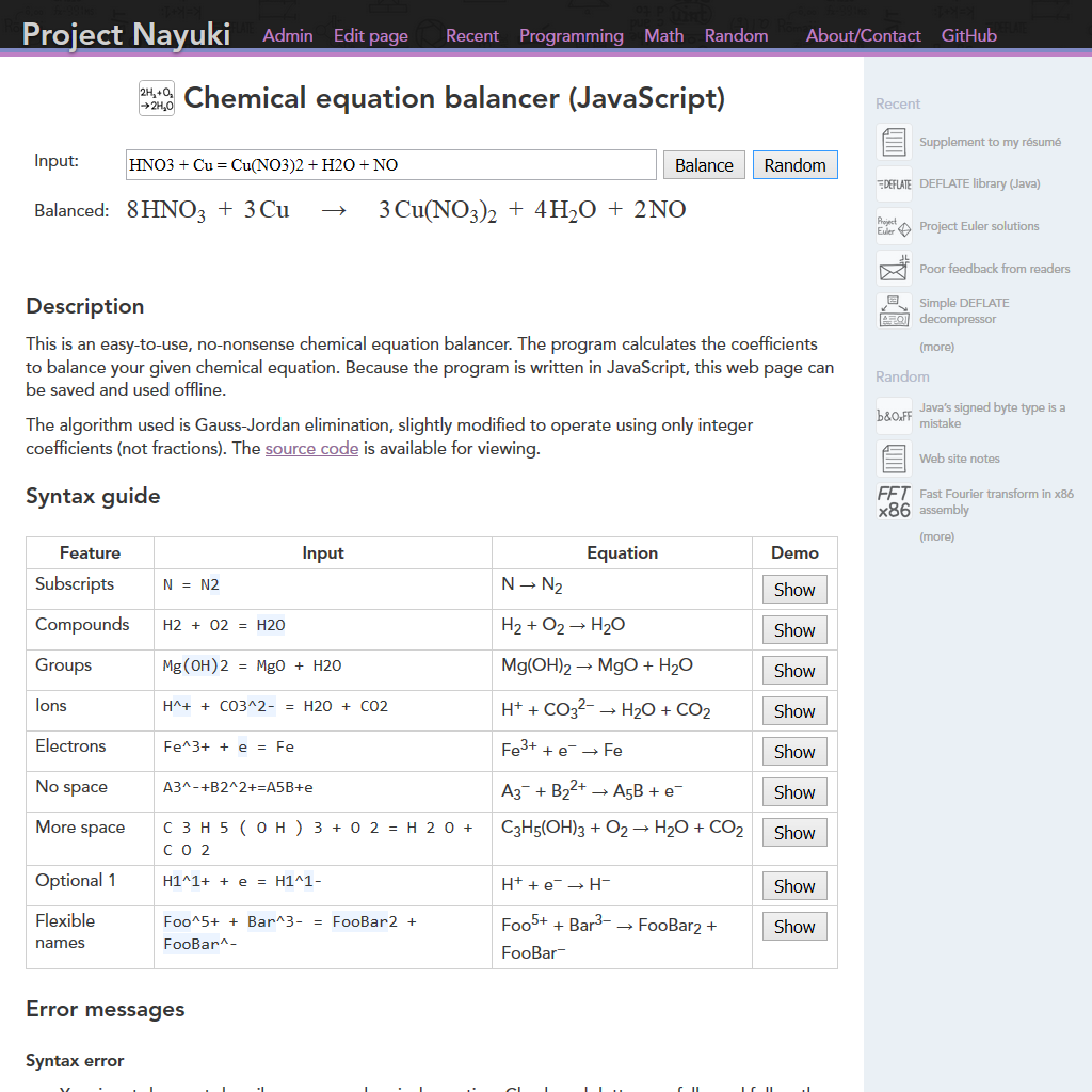 chemical equation balancer program chemical equation balancer program
