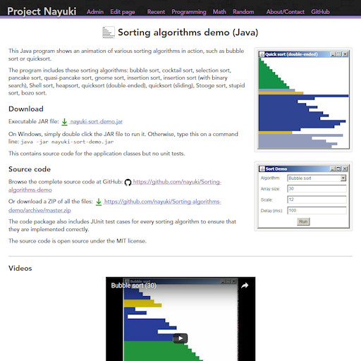 Sorting algorithms demo (Java)